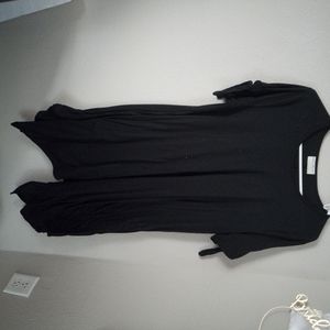 Black asymmetrical dress with pockets